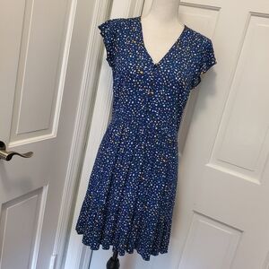 NWOT Banana Republic Colorful Print Dress Size XS, Flutter Sleeves